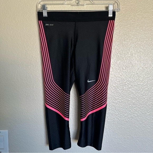 NWT Nike POWER SPEED Running Capris 801694-013 Black PINK - Picture 3 of 14